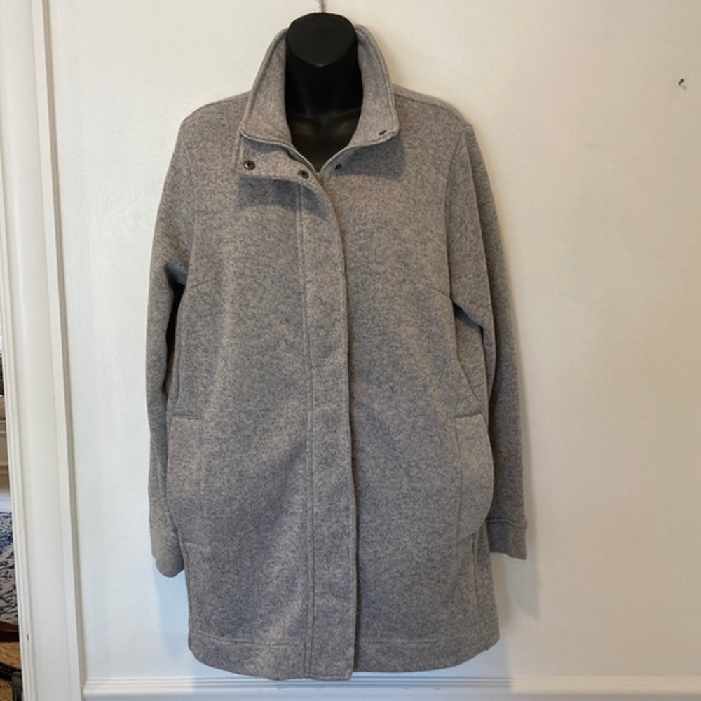 Lands End Gray Polyester Zip Jacket with Pockets Large 14-16